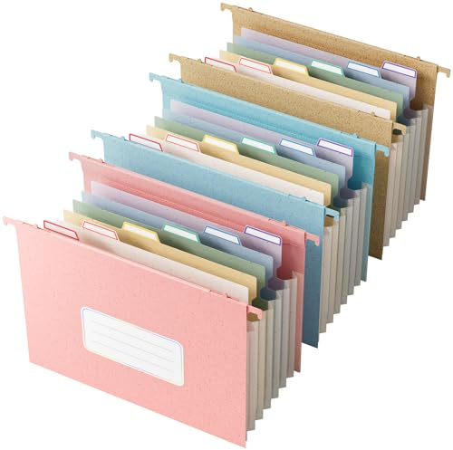 EcoStash Wheat Straw Expanding Hanging File Folders, 3 Color File Organizer, 1.2 Accordion Pockets, Large Capacity, Letter Size for Filing Cabinet, 100% BPA Free, Return to Nature, Healthy Living