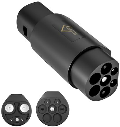 EVIEUN Typ 2 zu Tesla EV Ladegerät Adapter, 32A 220V Typ 2 auf Tesla EV Ladegerät Konverter für Tesla Model 3/Y/S/X,Tragbarer typ2 Ladestation Adapter Einfacher Transport und Gebrauch