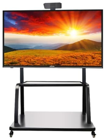 Universeller TV-Ständer für 40 - 86 Zoll Fernseher, höhenverstellbar, rollbarer TV-Wagen mit Medien-Regal, hält bis zu 100 kg, mobiler TV-Ständer mit Rädern für Wohnzimmer, Schlafzimmer