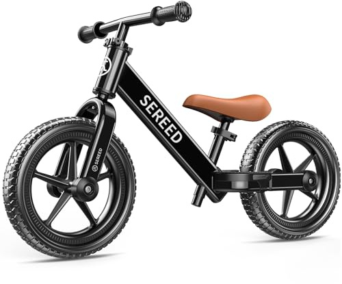 SEREED Vélo sans Pédales pour Enfants à Partir de 2 Ans, Vélo sans Pédales pour Enfants de 2 à 5 Ans, Réglage sans Outils, Plaque Personnalisable avec Autocollants (Noir)