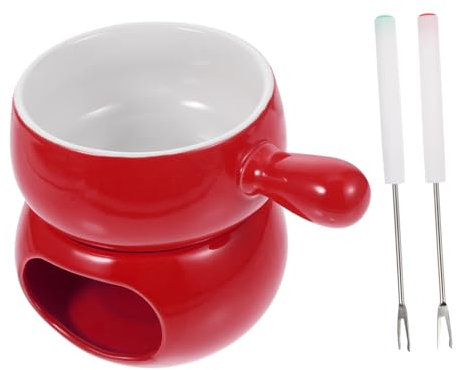 HOLIDYOYO Pots Céramique pour Fondue Au Chocolat Réchaud à Fromage Fondue Glacée avec Bougeoir Et Fourchettes