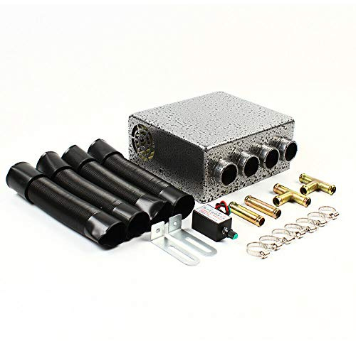 QUKFGCLGM Under dash heater, 12V 4 Ports Universal Underdash Heater Heat w/Speed Switch, Car Windscreen Defroster Demister Air Heater Diesel, for Cars Trucks Minivans Excavators Harvesters