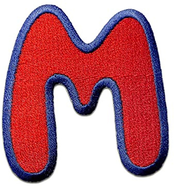 Komplettes Alphabet einzeln auswählbar - Aufnäher, Bügelbild, Aufbügler, Applikationen, Patches, Flicken, zum aufbügeln, Größe:, Alphabet/Buchstabe:Buchstabe M - 6.3x5.9cm