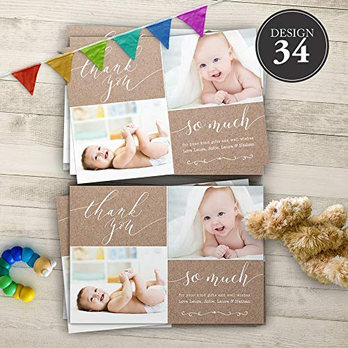 Baby Thank You Cards, Personalised, Birth Announcement, Girl or Boy Thank You Cards (Design 34)