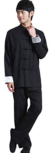Daoba Homme Veste De Tang Chinois Vêtement Tai Chi Kung-Fu Chemise en Chanvre Femme (Hauts + Pantalons, XL)