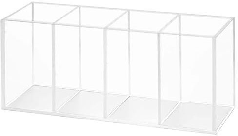 Witeygai 4 Slot Acrylic Makeup Brush Organizer, Clear Storage for Bathroom | Acrylic 4 slot organizer, Clear brush holder, Holds brushes and eyeliners, Compact vanity display, Bathroom desk storage unit