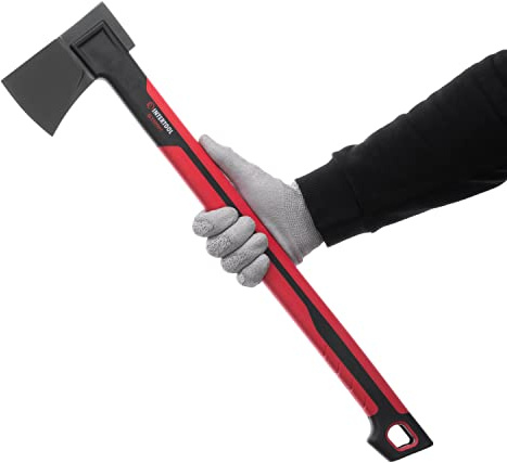 INTERTOOL 24” Mid-Size Scout Axe, Long Camp Hatchet, Splitting, Chopping, Felling, Kindling, Survival, Shock Absorbing MAX Grip Handle, Sheath, Storm HT08-0293
