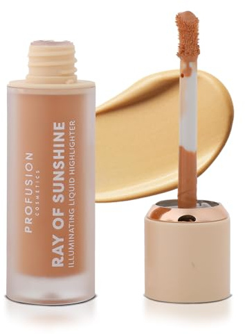 Profusion Cosmetics Ray of Sunshine Surligneur liquide – Infusé avec de la vitamine A et E pour une luminosité subtile – Essentiels de maquillage longue durée pour une beauté sans effort – Golden Hour