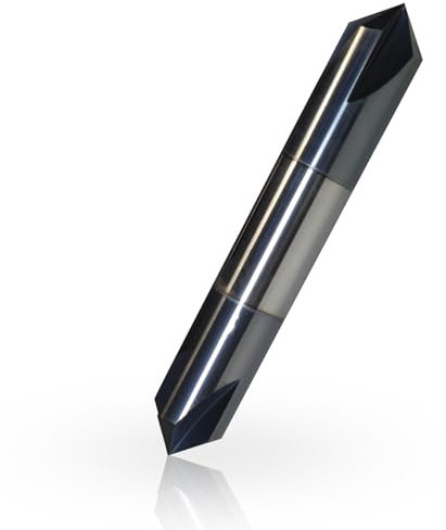 Solid Carbide End Mill, 1/2 Cutting Diameter, 3 Shank Diameter, 3 Overall Length 4 Flutes, 90° Chamfer Angle, Chamfer Mill, Double End, AlTiN Coating, Medium Hardness Material