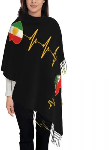 Winter-Deckenschals, Damen-Schal Mit Quaste, Kurdische Herzschlag-Flagge, Ich Liebe Kurdistan, Langer, Warmer Winterschal, Zum Täglichen Tragen, Pashmina-Schals, Wie Abgebildet, Einheitsgröße