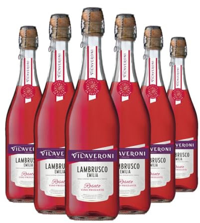 Vilaveroni - Lambrusco Emilia IGT Rosato - Vin Pétillant Italien Rosé - Lot de 6 bouteilles x 75cl