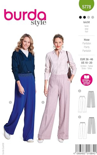 burda style Schnittmuster 5778 Damen Hose mit weitem Bein Gr. 36-46