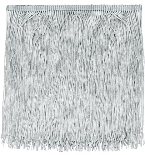 QUARKZMAN 2 Yardas 8 Franja de Flecos de Cadena Recorte Borla Cinta de Costura Franja de Flecos de Poliéster para Manualidades de Costura DIY Ropa, Gris Plata