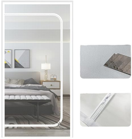 Puerta mosquitera para gatos con doble cremallera para evitar que los mosquitos y mascotas escapen, 90 x 210 cm, adecuada para sala de estar, dormitorio, pasillo (D-blanco, 90 x 210 cm)