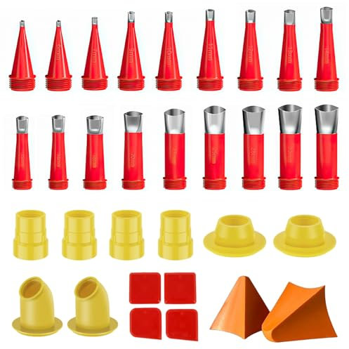 34 Stück Edelstahl Dichtungsdüse Kartuschenspitzen Set, Silicone Seam Tools, Universal Silikonspritze Aufsätze, Dichtstoff Applikationswerkzeug, Geeignet für Küchen, Bäder und Fenster (1)