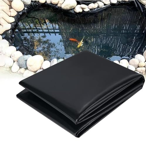 Película de estanque flexible de polietileno de alta densidad para estanques pequeños, resistente al agua, para estanques pequeños, protección de pendiente de fuente de arroyo, 9 x 11 m, color negro