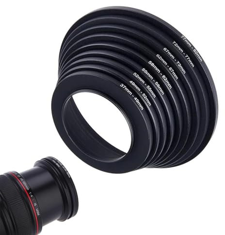 Anillos Adaptadores Step Up para Filtros de Objetivo,Adaptador de Lente Metálico,Anillo Metálico para Filtro de Objetivo de Cámara,Diámetro de 37 mm a 82 mm Tokaneit