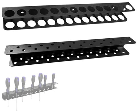 2 Pièces Ensemble Porte Outils Mural, Support Mural pour Pinces de 40 cm et Support pour Tournevis de 40 cm, en Acier au Carbone, pour Organiser L'atelier, le Hangar, le Garage (Noir)