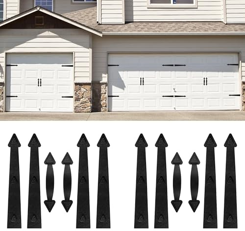 Magnetic Garage Door Hardware,Garage Door Magnetic Decorative Hardware 8 Hinges + 4 Handles for Iron Door,Easy Install,Durable & Waterproof (Classics Style,2 Pack)