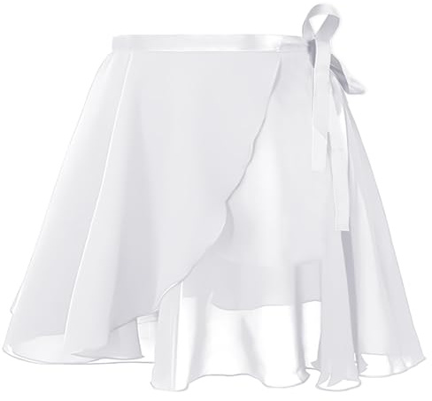 AYBUY Gonnellino Danza Classica, Gonnellino a Portafoglio da Danza, Gonne a Portafoglio da Balletto in Chiffon con Lacci in Vita Regolabili per Bambina Ragazze e Donne, Bianco