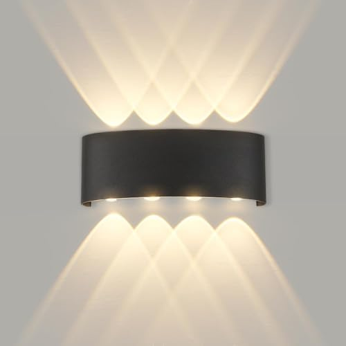 YICALE Upp-Till-Ner Utomhusvägglampa LED 8W 3000K IP65 Varmvit Svart | AluminiumSvarta Vägglampor I Aluminium För Inomhus- Och Utomhusbruk, Till Balkonger, Trädgårdar, Gårdar, Verandor