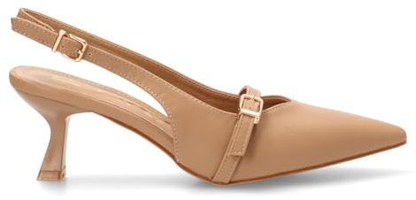 Etika Zapatos de Tacón Fino para Mujer, Elegante Zapato de Salón de Punta Fina con Pulsera al Tobillo, Tacón de 6cm, Ideal para Fiesta y Boda, Modelo 63304 Camel - 38