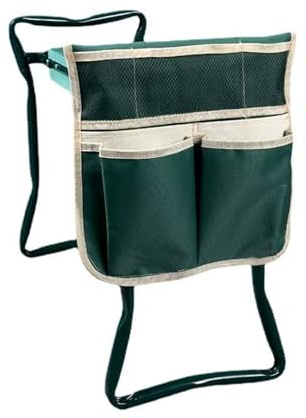Sedile resistente, panca da giardino aggiornata con imbottitura in ginocchio rimovibile più spessa e morbida, con tasche per riporre attrezzi, bella per madri e padri giardinieri (verde)