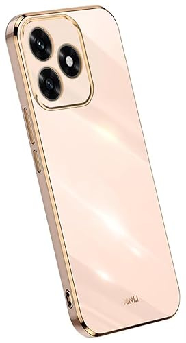 Topme Coque en Silicone pour Honor X5C Plus (6.74 inches), [ Etui Housse de Téléphone de Style Bord Doré] - Rose