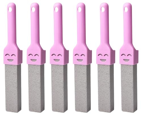Pumice Stone for Toilet, 6 Pcs Toilet Pumice Cleaning Stone with 6 Handle and 4 Crevice Brush, Replaceable Pumice Stones Sticks Toilets Pumices Stones for Cleaning Supplies Bathroom Pool Toilets
