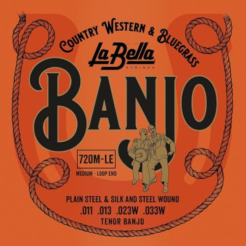 Labella 720 m-le Tenor Banjo seda y acero cuerdas para bajo, tamaño mediano