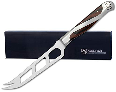 Hammer Stahl Cuchillo de queso y tomate de 5 pulgadas | Cuchillo de queso que corta todo tipo de queso | Mango duradero de Pakkawood | Perfecto para cortar, rebanar y servir | Cuchillo de frutas