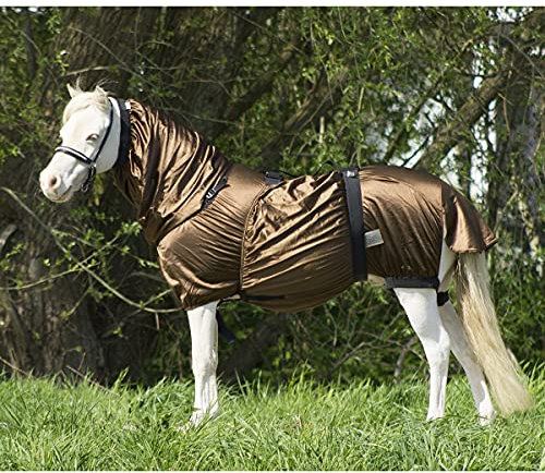 QHP Ekzemdecke mit Hals und abnehmbarem Bauchlatz (85 cm, Braun)