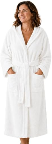 SABANALIA Peignoir unisexe en tissu éponge avec capuche, 420 g/m², 100% coton, double poche, disponible en plusieurs tailles et couleurs, ceinture ajustable, haute capacité d'absorption