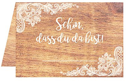Set 50 Premium Tischkarten Platzkarten Namenskarten Hochzeit - Geburtstag - Taufe - Kommunion - Konfirmation - Feier - Schön, dass du da bist