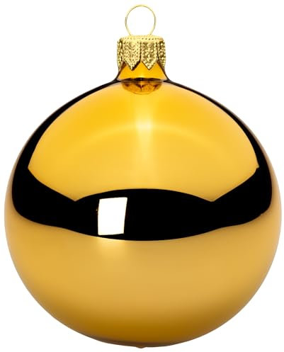 Sikora Essentials Klassische Christbaumkugeln aus Glas - Hochglanz - 6 Farben 3 Größen Premium Qualität, Farbe/Modell:Gold Hochglanz 4er Set, Höhe in cm:8 cm