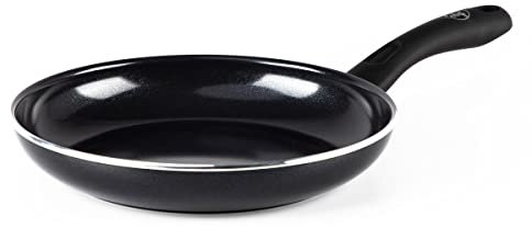 GreenChef Diamond Padella in Ceramica Antiaderente da 24 cm, Padella per Uova, Senza PFAS, Adatta all'Induzione, Sicura al Forno fino a 160˚C, Lavabile in Lavastoviglie, Nero