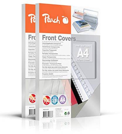 Peach Deckblätter A4 transparent 200 Stück - Einbanddeckel PVC 0.18mm