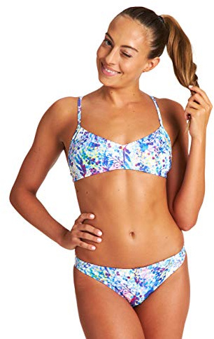 Arena Women's Standard Rulebreaker Live Bandeau Bikini Athletic Sport Swim Top, Reflexion Floral, XXS