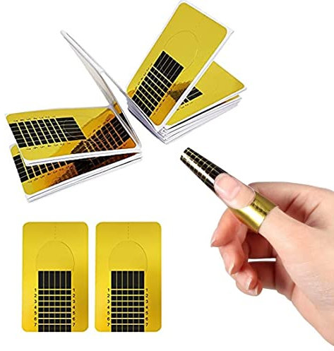 MenYiYDS 200 Stück Nagel-schablonen, Gelnagel selbstklebende Stylingschablonen, Nagelverlängerung Goldschablonen Modellier-Schablone selbstklebend für Gel-Nägel & Nagel-Verlängerung(100 Stück)