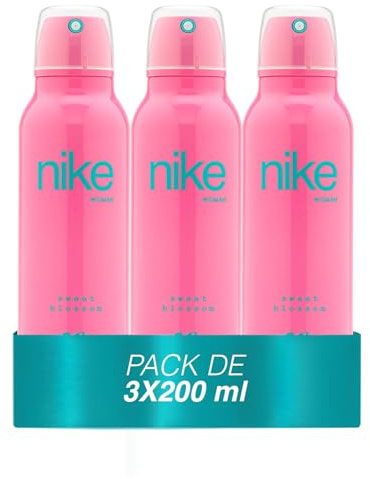 NIKE - Sweet Blossom Pack de 3 x 200 ml, Desodorante Mujer Spray, Desodorante Antimanchas para Todo Tipo de Piel, 0% Sales de Aluminio, de Larga Duración, Fragancia Floral Afrutada