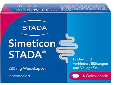 STADA SIMETICON 280mg - Medizinprodukt zur Linderung gasbedingter Beschwerden wie Bauchkrämpfe, Blähungen und Völlegefühl - 1 x 16 Weichkapseln