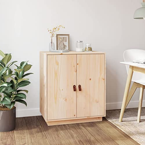 FIRBNUS Armoire de salle de bain 65,5 x 40 x 75 cm avec 3 compartiments et porte, meuble d'appoint, meuble de rangement, commode marron, buffet pour salon en pin massif