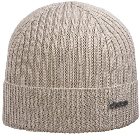 Melegari Berretto di Maglia con Risvolto | Beanie Vicenza | Pura Lana | manifattura Italiana | Unisex (Beige)