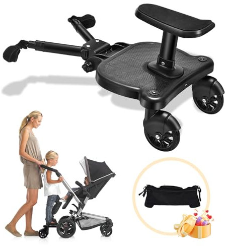 CozyGoo Buggy Board mit Sitz, Trittbrett Mitfahrbrett Universal mit Kinderwagenbeutel, Kiddy Board für 2-6 Jahre alte Kinder(Belastung 25 kg), Buggy Board für alle Kinderwagen