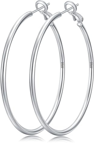 Senteria Creolen Silber 925 für Damen Hypoallergen Ohrringe Creolen Silber 925 Groß Leichte Dünne Damen Mädchen Ohrringe 50mm