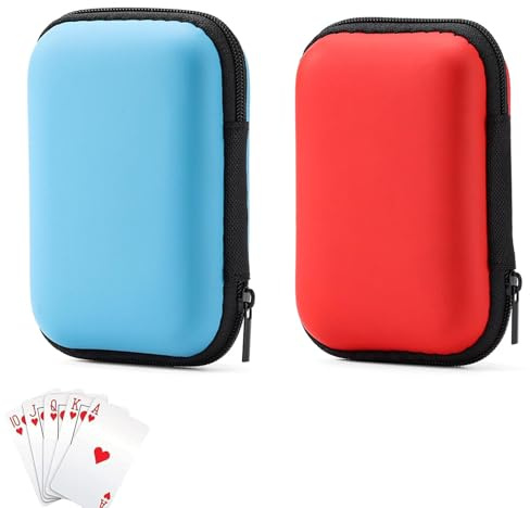 PRVCFZ 2Pcs Playing Card Case for UNO, Playing Card Box, Card Game Holder Case, Playing Card Bag for On The Go, Durable and Portable Storage Box, for Standard Size Playing Cards(Blue and Red)