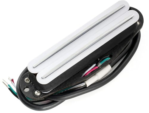 Musiclily Pro ST-DPLA Alnico 5 Rail Blade Humbucker Tonabnehmer Single Coil Format 6,2K für Strat Style E-Gitarre, Weißer Korpus Chrom Rail