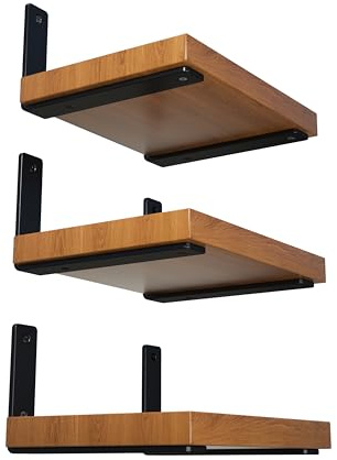 NEODROP 6-Pack 10 Inch Heavy Duty Shelf Brackets, Premium Floating L Bracket for Wall, Kitchen, Mantel Shelves Support | Quarter Inch (1/4) Thick | Black Powder Coated Steel