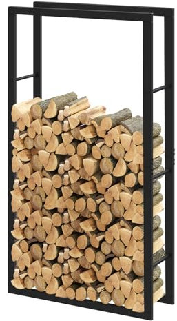 Laneetal Range-Bûches, Étagère pour Bois de Cheminée Intérieur Extérieur, 150x80x25cm, Métal, Noir