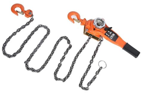 Acouto Blocco Catena di Arancione, Blocco Manuale del Paranco a Leva, Leva a Cricchetto del Paranco, 3 Metri, Acciaio al Manganese, Gancio per Forgiatura in Acciaio Legato, Peso